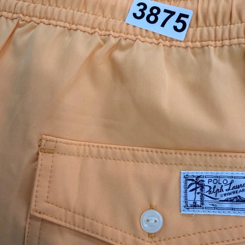 Polo Ralph Lauren Swim Trunks Men XLT Orange Blue Pony Stretch Board Shorts Prep